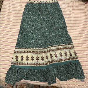 Teal Bohemian Maxi Skirt